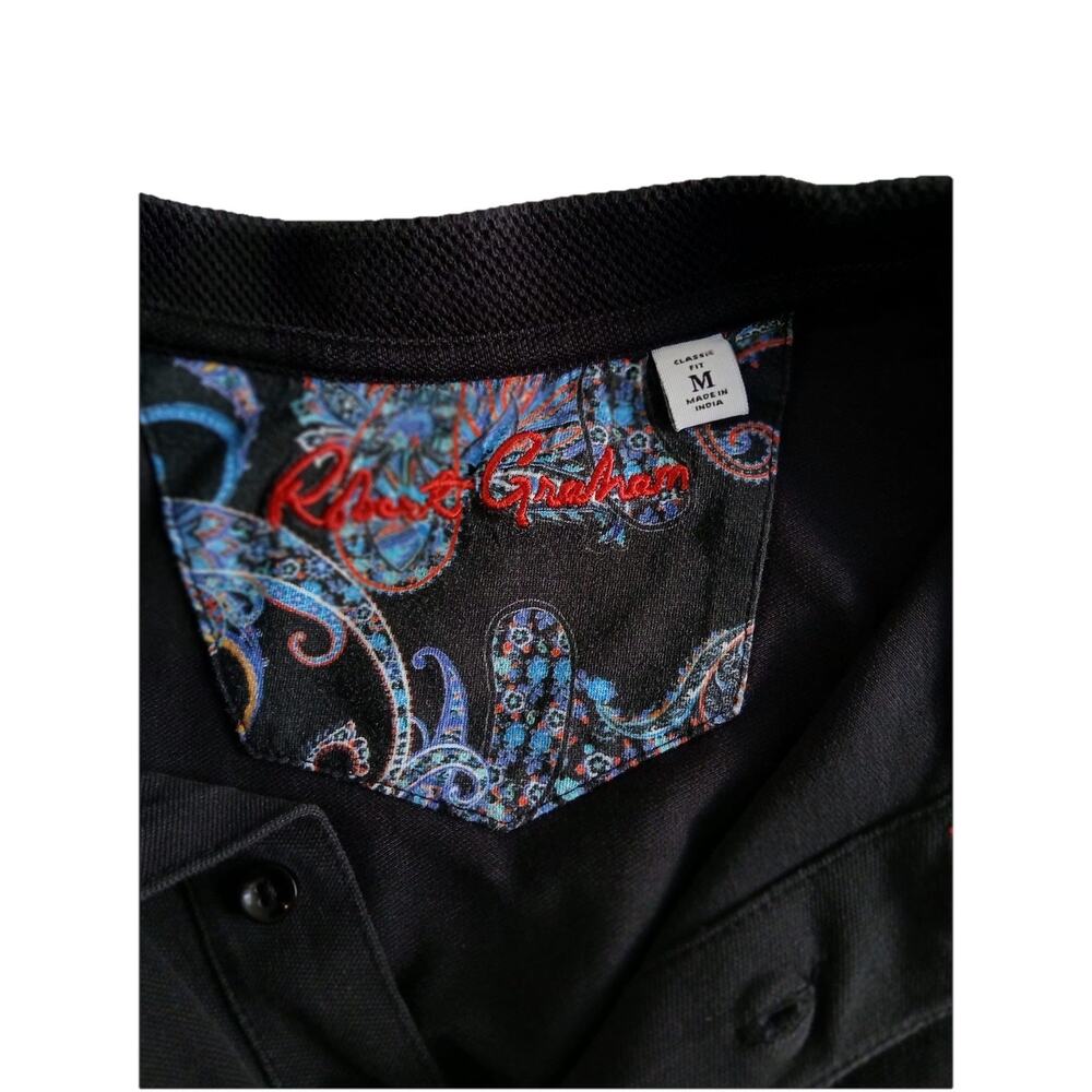 Robert Graham Polo Shirt Mens Medium Skulls Cotton Classic Fit Short Sleeve - Picture 6 of 7